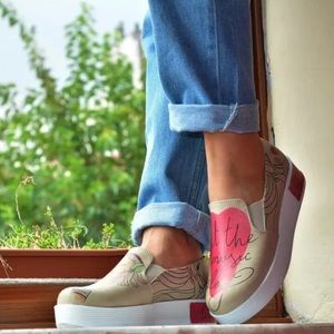 GOBY Let the Music Play Platform Shoe Slip-on Sport Fashion Sneakers 39 8.5US